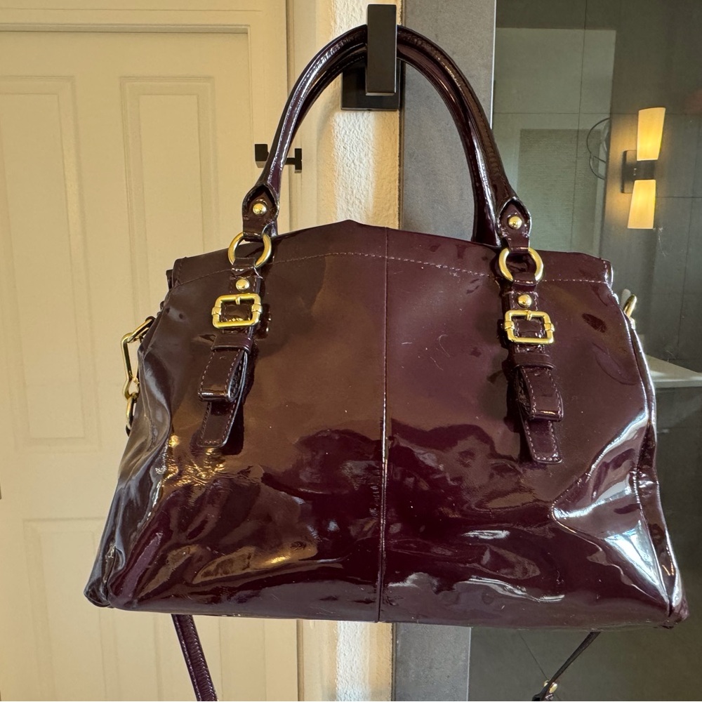 Coach  Plum Patent Leather Satchel - Picture 2 of 8